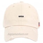 Flipper NASA Logo & American Flag Side Patch Unstructured Vintage Bullet Holes Washed Washing Distressed Baseball Cap Dad Hat