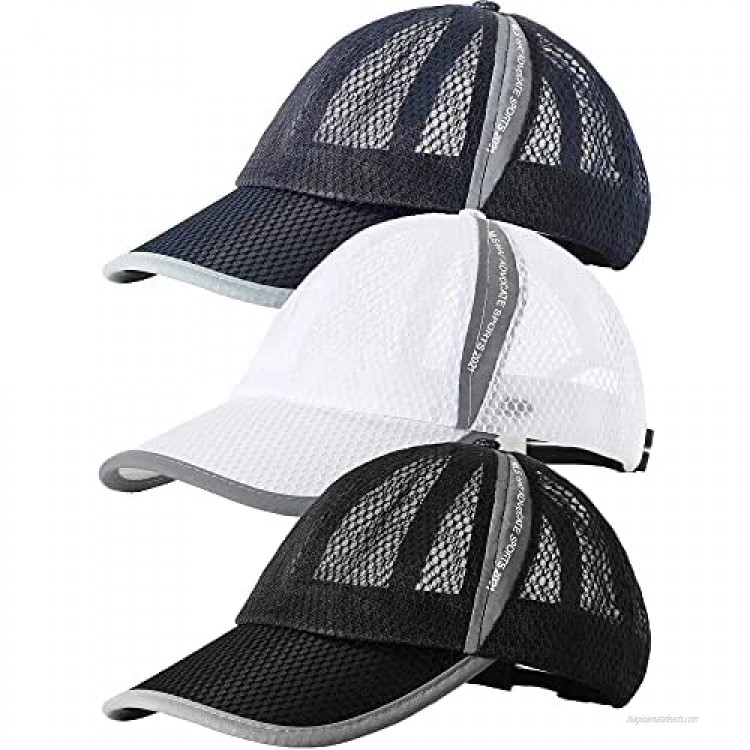 Geyoga 3 Pieces Breathable Baseball Cap Quick Dry Unisex Mesh Sports Cap Adjustable Baseball Hat UV Protection Outdoor Running Hats for Golf Cycling Running Fishing Camping Hiking Tourism Beach