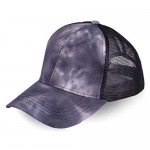 LOKIDVE Women's Tie Dye Ponytail Mesh Trucker Hat Messy High Bun Baseball Cap