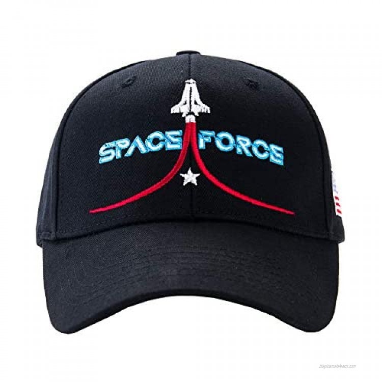 Scisuittech Space Force Hat Unisex 100% Cotton Baseball Hats for Men and Women Black