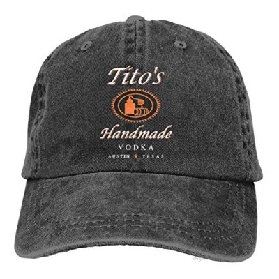 Shadidi Tito'S Vo-Dka Unisex Denim Baseball Cap Trucker Caps Adjustable Comfortable Retro Hat Black