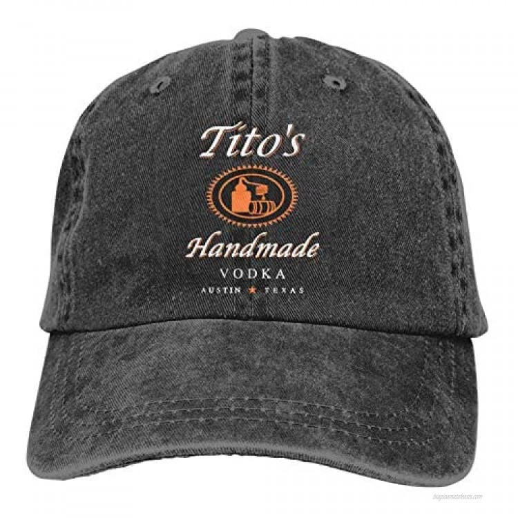 Shadidi Tito'S Vo-Dka Unisex Denim Baseball Cap Trucker Caps Adjustable Comfortable Retro Hat Black