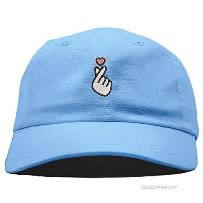 Top Level Apparel Kpop Heart Symbol Embroidered Low Profile Soft Crown Unisex Baseball Dad Hat