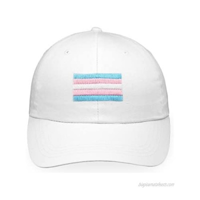 Transgender Awareness Hat in White w/Rectangle Trans Pride Flag