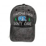 Waldeal Women's Embroidered Adjustable Camping Hair Don't Care Dad Hat Cap Camper Gift