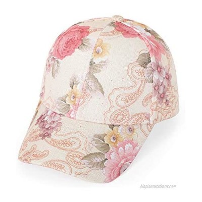 ZLYC Women Fashion Floral Print Baseball Cap Hawaiian Adjustable Snapback Dad Hat