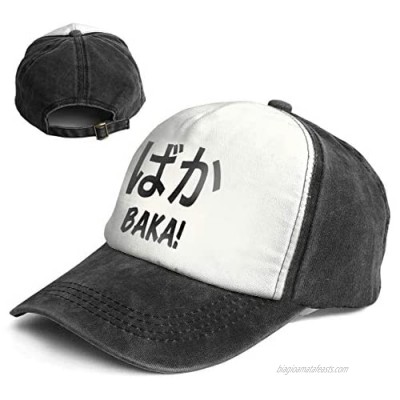BAKA in Janpanese Trend Printing Cowboy Hat Fashion Baseball Cap for Men and Women Black and White