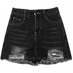 BFSAUHA Denim Shorts for Women High Waist Jean Short Ripped Hot Cut Off Shorts Comfy