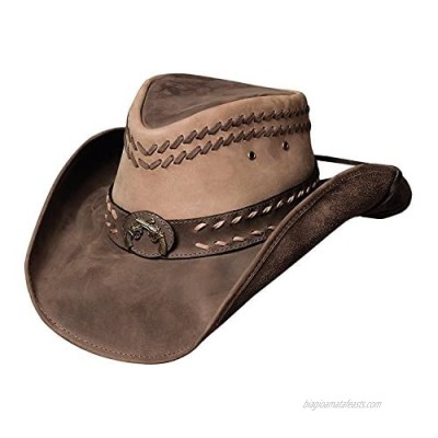 Bullhide "Hideout Leather Outback Hat with Two-Gun Center Concho 4019BC