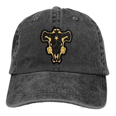 DHGDWS Black Bulls Adult Men and Women's General-Purpose Sports  Comfortable Adjustable Denim hat Black