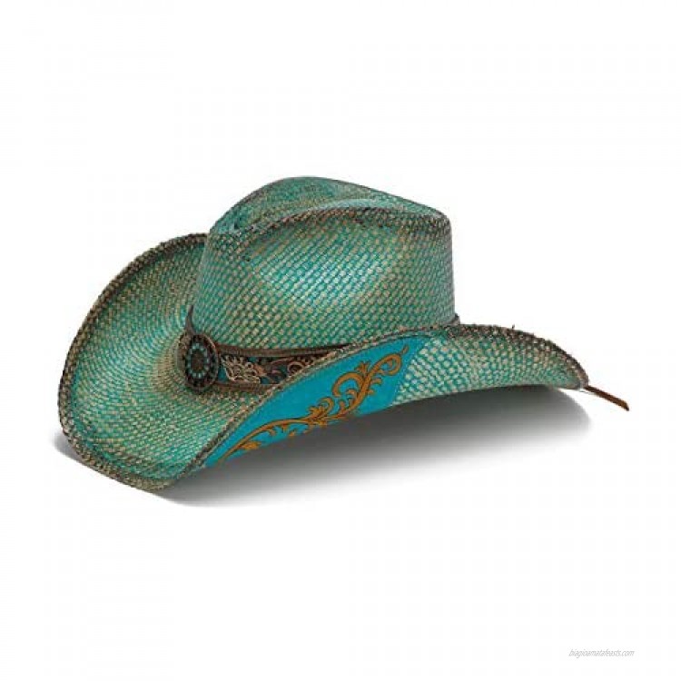 Stampede Hats Women's Whistler Turquoise Western Hat with Flower Trim