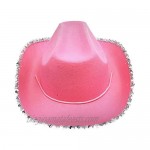 Treasure Gurus Novelty Felt Pink Cowgirl Hat Sequin Tiara Party Women Cowboy Outfit Costume Accessory
