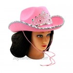 Treasure Gurus Novelty Felt Pink Cowgirl Hat Sequin Tiara Party Women Cowboy Outfit Costume Accessory
