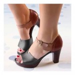 Women Open Toe Ankle Strap Chunky Heel Pump Elegant Working Daily Shoes High Heel Dressy Sandals