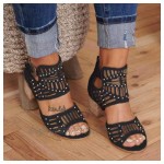 Women Peep Toe Ankle Boots Platform High Heel Sandal Cutout Dress Shoes Heeled Pumps