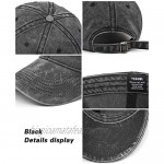 TSSGBL 2Pack Vintage Washed Denim Low Profile Plain Baseball Caps for Men & Women Solid Classic Dad Hat Black-Navy