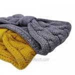 2 Pack Double-Layer Knitted Head Bands Ear Warmers Warm Head Wraps for Women Girls (yellow grey)