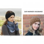 2 Pack Double-Layer Knitted Head Bands Ear Warmers Warm Head Wraps for Women Girls (yellow grey)