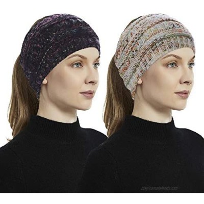 2 Pack Knitted Headbands Winter Warm Cable Ear Warmer Thick Crochet Head Wrap for Women Girls by Sanlykate