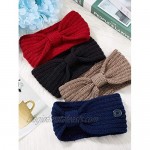 6 Pieces Winter Headbands with Button Knitted Knotted Warm Headband Chunky Ear Warmers Crochet Head Wraps Twisted Hair Band for Women Girls and Christmas