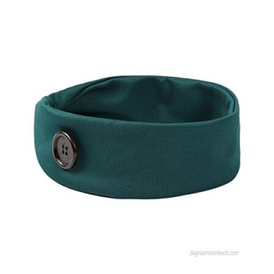 Button Headband Mask Ear Protection Holder Band - Ear Saver For Masks Stretch Hair Wrap Accessories (Mask Holder Band - Adult's Hunter Green)