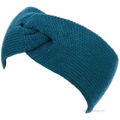 BYOS Women's Winter Chic Solid Knotted Crochet Knit Headband Turban Ear Warmer