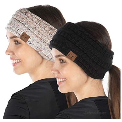 Funky Junque 2-Pack Ponytail Headwrap - Black  Variagated Confetti Oatmeal