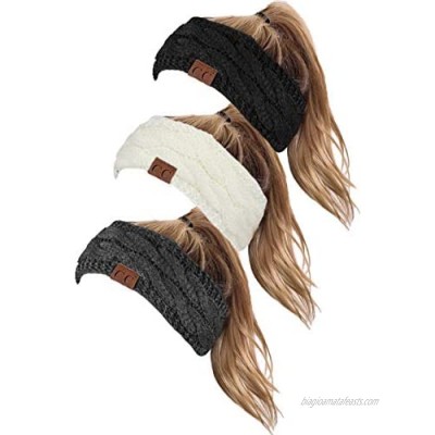 HW-6033-3-20a-062570 SOLID Headwrap Bundle - Black  Ivory  Charcoal (3 Pack)