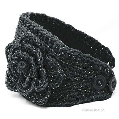 KMystic Knit Winter Headband Ear Warmer with Sparkles (Black)
