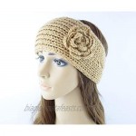 LeJulyeekay Women's Crochet Headband Hair Bands Headwrap with Flower Ear Warmers