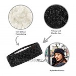 Pudus Vegan Winter Headbands for Women - Soft Stretch Ear Warmer Headwrap Headband with Warm Faux Fur Fleece Lining