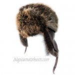 Real Fur Trapper’s Hat for Winter Real Fur Beaver and Leather (One Size Fits All) Dark Brown