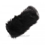 surell - Faux Fox Fur Headband Scarf - Two-in-One Winter Fashion Ear Warmer and Infinity Loop Neckwear- Warm Winter Accessory Luxury Headwear - (Black)
