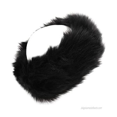surell - Faux Fox Fur Headband Scarf - Two-in-One Winter Fashion Ear Warmer and Infinity Loop Neckwear- Warm Winter Accessory Luxury Headwear - (Black)