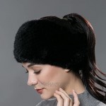 URSFUR Women's Winter Headwraps Real Knitted Mink Scarf Fur Headband Multicolor
