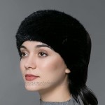 URSFUR Women's Winter Headwraps Real Knitted Mink Scarf Fur Headband Multicolor