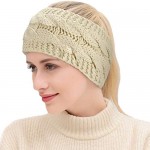 Winter Ear Warmer Headbands for Women Soft Stretch Fuzzy Cable Knit Head Wrap Fleece Lined Hair Accessories Sport Hairband