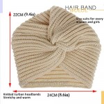 Woeoe Warm Winter Head Wraps Grey Fuzzy Knitted Headwear Cable Crochet Soft Stretchy Ear Warmer Turban Headbands for Women and Girls