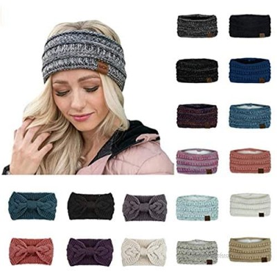 Women Winter Warm Knit Ear Warmer Headband Soft Stretchy Thick Fuzzy Head Wrap