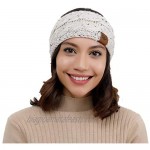 YOOWL Winter Beanie Headwrap Hat Cap Fashion Stretch Twisted Cable Knit Fuzzy Lined Ear Warmer Headband Women