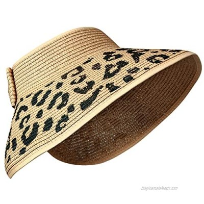 Haakong Sun Visors Foldable Straw Hats Summer Straw Beach Sun Visor Hats Adjustable Size Sun Visor Straw Hats Beach Sun Visor Straw Hat for Women