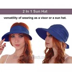 Simplicity Womens Summer Wide Brim Rolled Up Sun Hat Beige/Blue