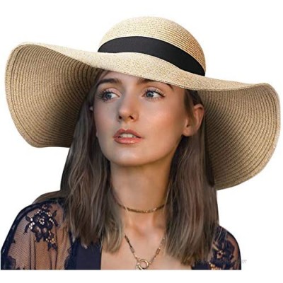 Chalier Summer Hats for Women  Floppy Wide Brim Sun Hat Womens Straw Hat with UV UPF 50+ Protection Straw Cap