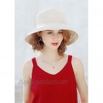 Cotton Wide Brim Sun Hat for Women Bucket Hats UPF50+ Summer Beach Travel Safari Cap