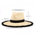 FEMSÉE Beach Hats for Women Men- Wide Brim Fringe Raffia Straw Ribbon Summer Sun Hat Travel