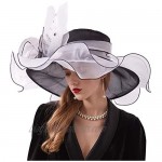 Go Mai Women Kentucky Derby Hat Organza Hats Two Wear Ways Hat Flower Can Be Used As a Headwear