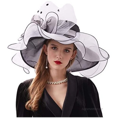 Go Mai Women Kentucky Derby Hat Organza Hats Two Wear Ways Hat Flower Can Be Used As a Headwear