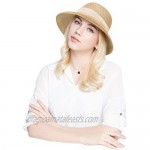 Lullaby Womens Foldable UPF 50+ Structured Curved Wide Brim Bucket Straw Sun Hat