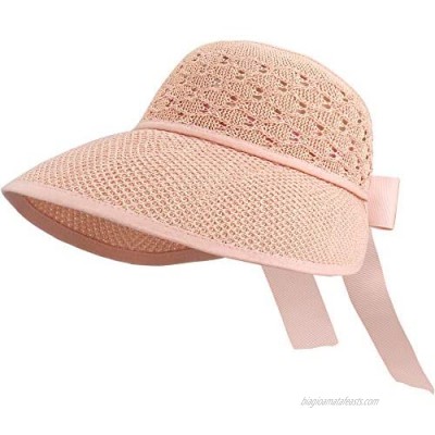 Naivlizer Wide Brim Sun Hat Visor Women Floppy Straw Beach Hat UPF Roll up Outdoor Travel Summer