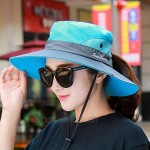 Sun Hats for Women Outdoor Summer Foldable Mesh Wide Brim Ponytail Hole Sun Protection Breathable Bucket Hat